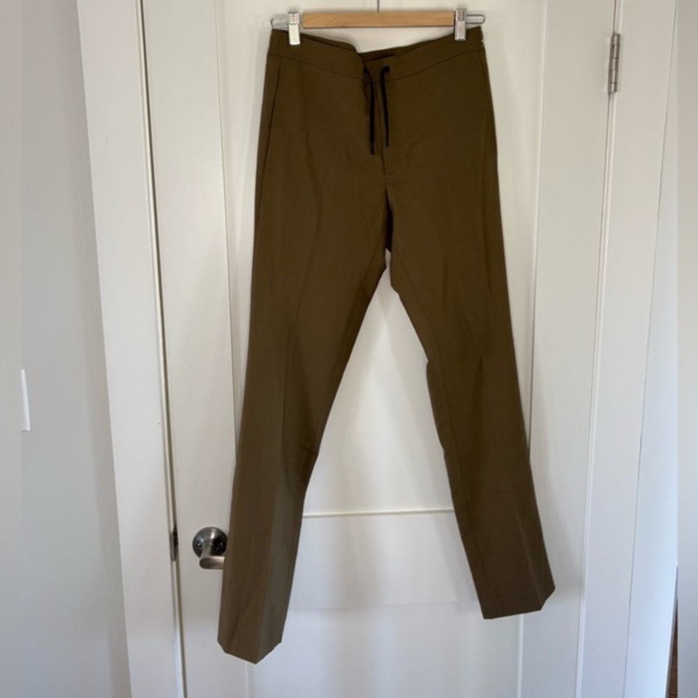 SANDRO brown elasticated-waist straight-leg wool blend trousers pants unisex 36